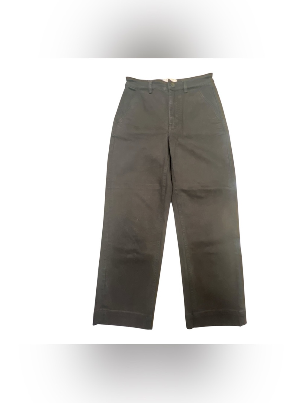 Everlane Black Cropped Straight Leg Pants Size 2 Patch Pockets Cotton Blend
